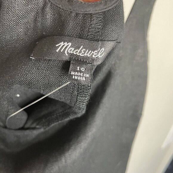 MADEWELL Mini Dress Women 10 Black 100% Linen NEW Cross Back A-Line NQ326 - Picture 12 of 14